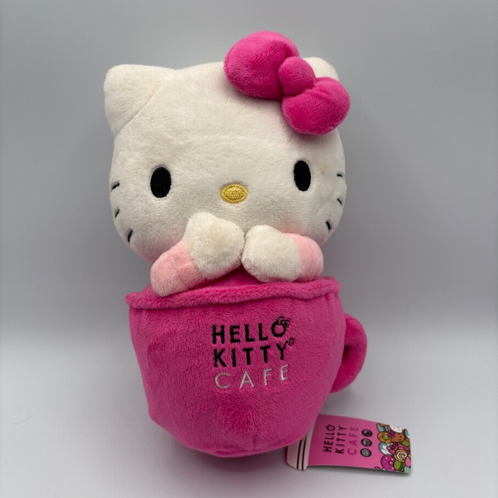 Sanrio Hello Kitty Cafe Kitty Coffee Cup Plush Stuffed Animal w/ Tags
